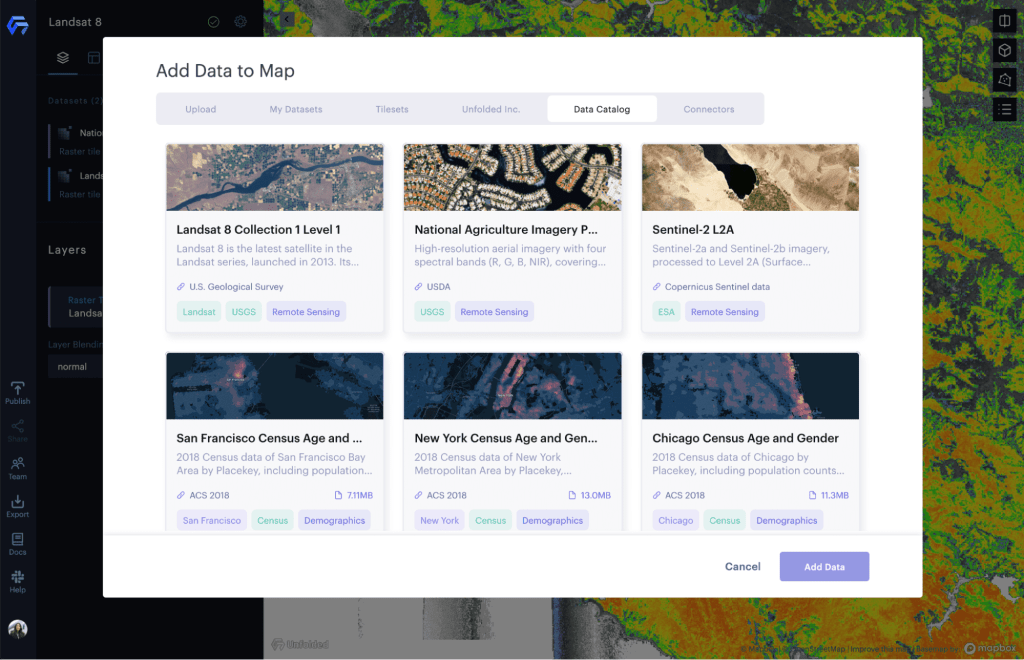 Raster Tile datasets in Data Catalog data catalog